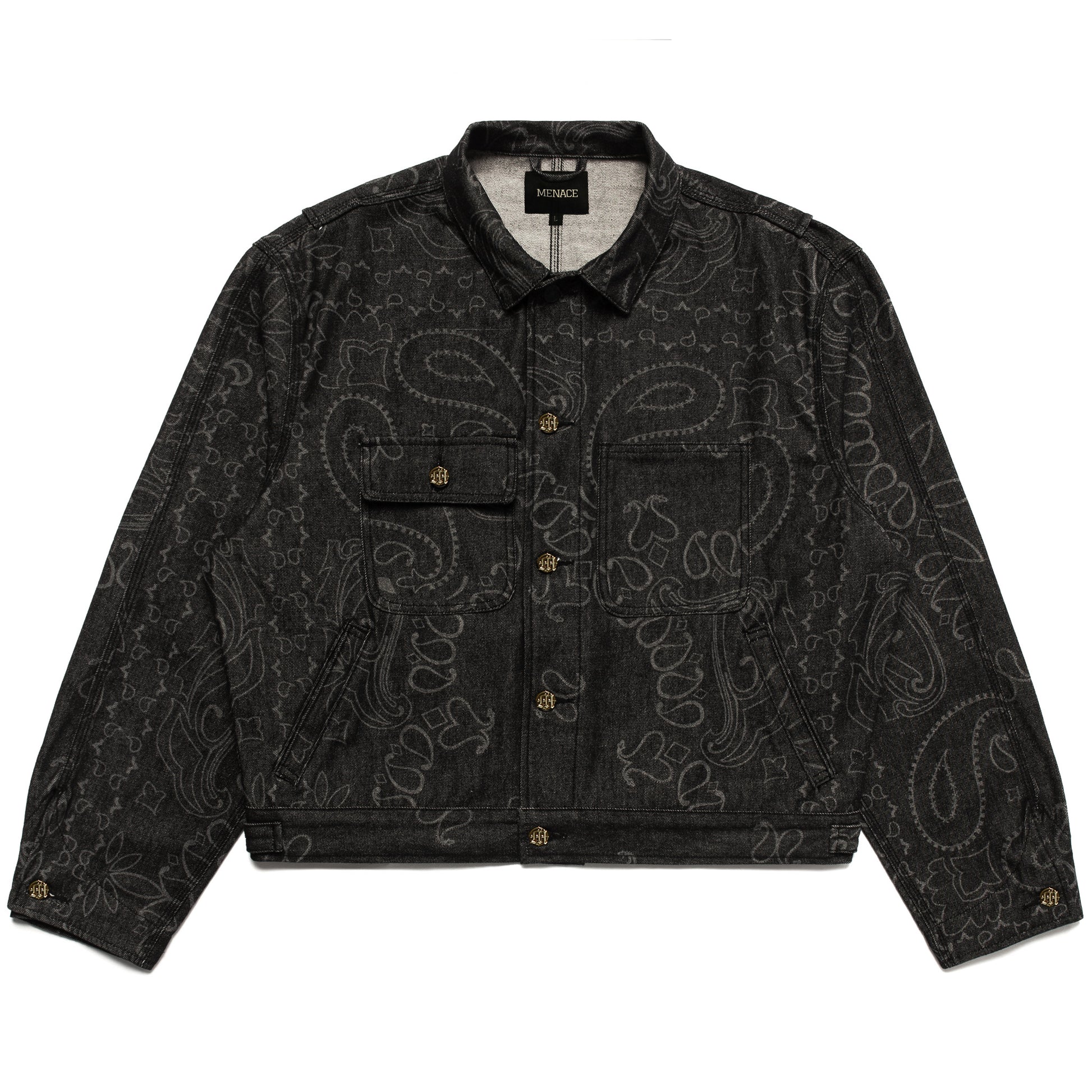 LASER ENGRAVED PAISLEY DENIM JACKET by MENACE