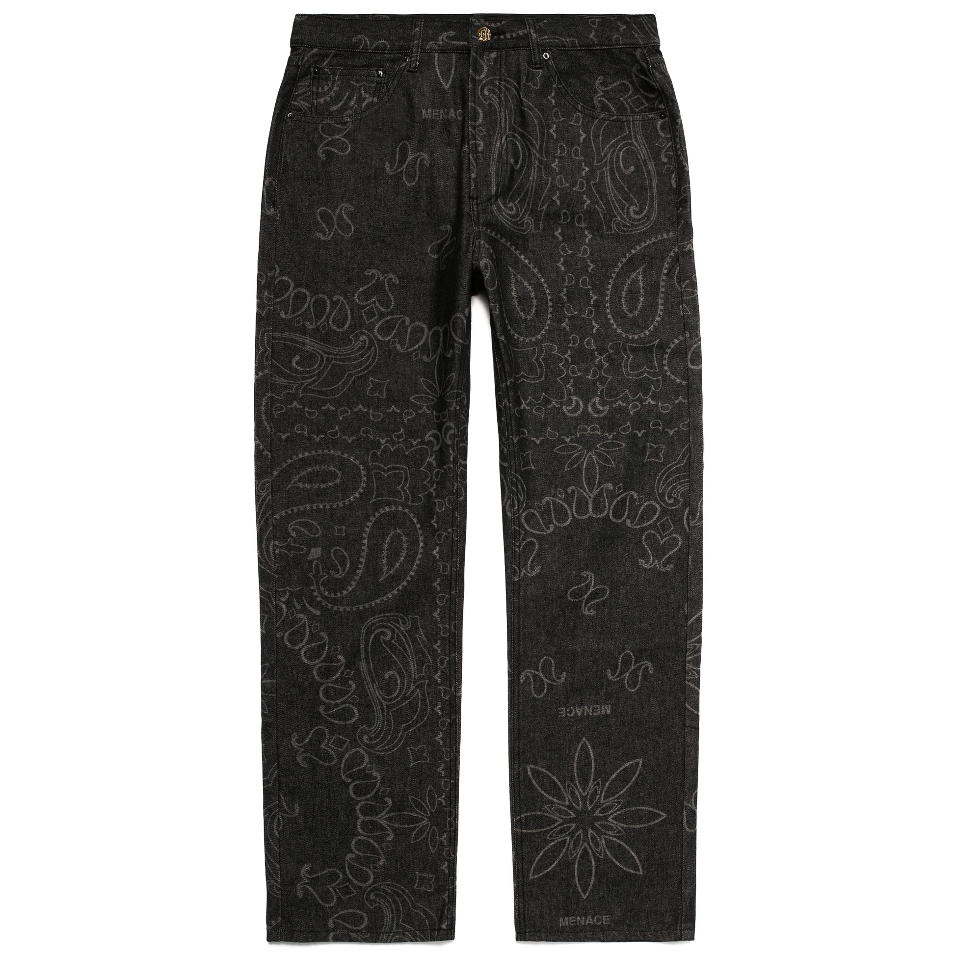 LASER ENGRAVED PAISLEY DENIM PANTS by MENACE