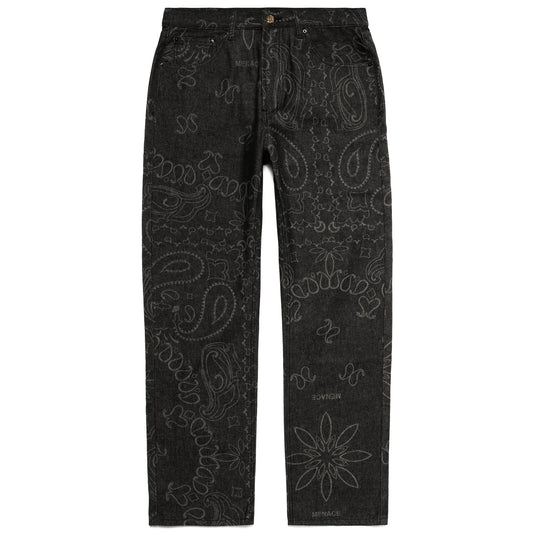 LASER ENGRAVED PAISLEY DENIM PANTS by MENACE