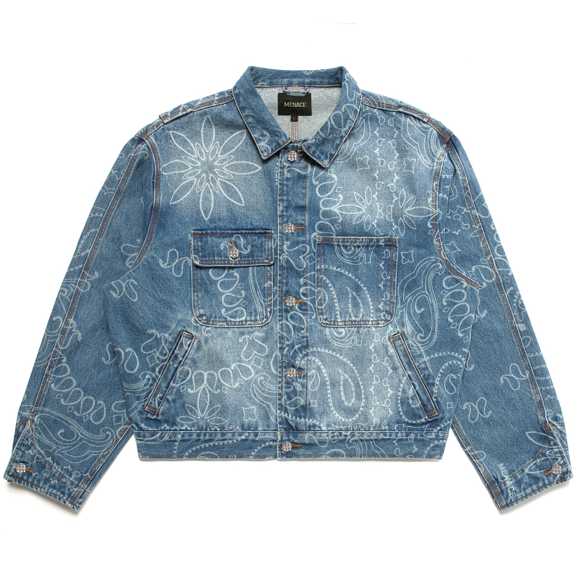 LASER ENGRAVED PAISLEY DENIM JACKET by MENACE