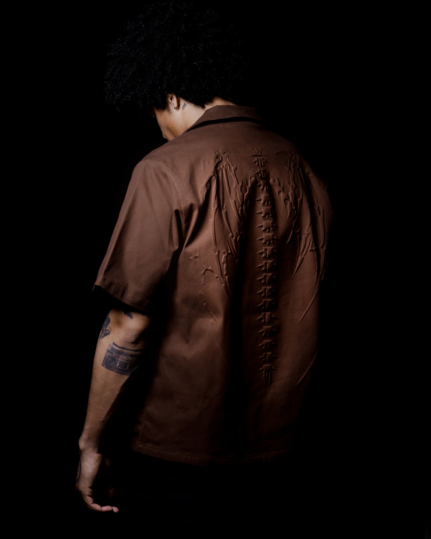 SKELETAL EMBOSSED BUTTON-UP