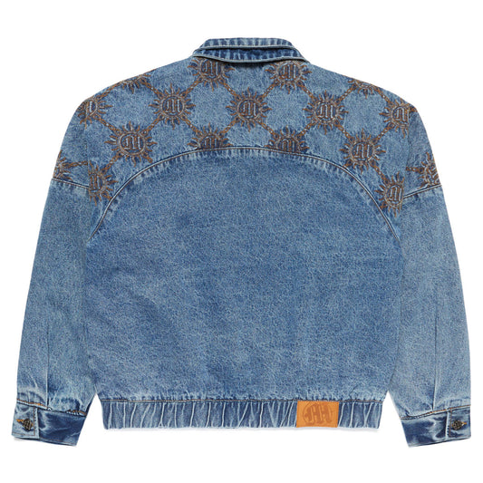 DOUBLE-COLLAR MONOGRAM QUILTED DENIM JACKET