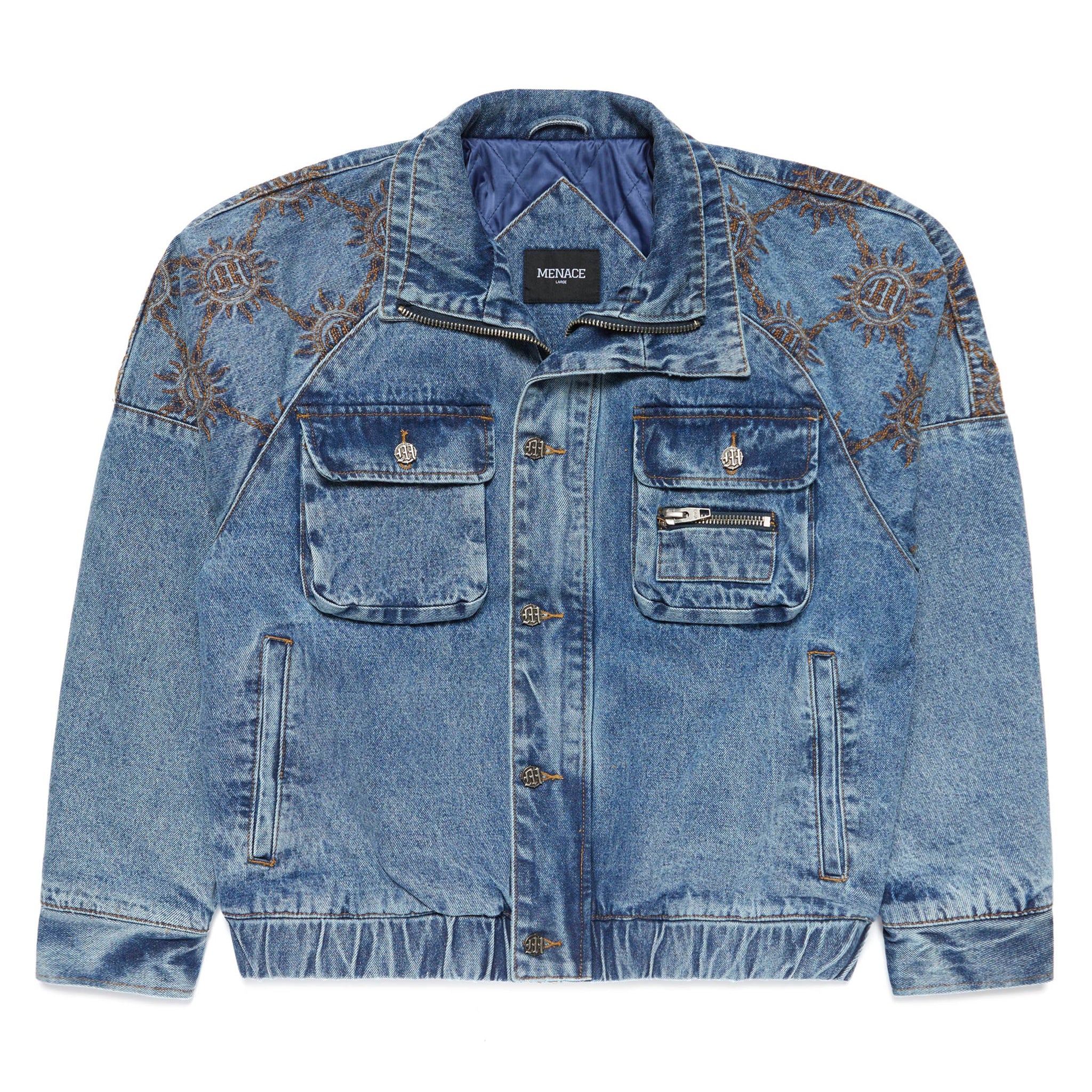 ジャケット・アウター MANUFACTURED byDALEESCLOTHING DOUBLE-COLLAR MONOGRAM QUILTED DENIM JACKET – MENACE