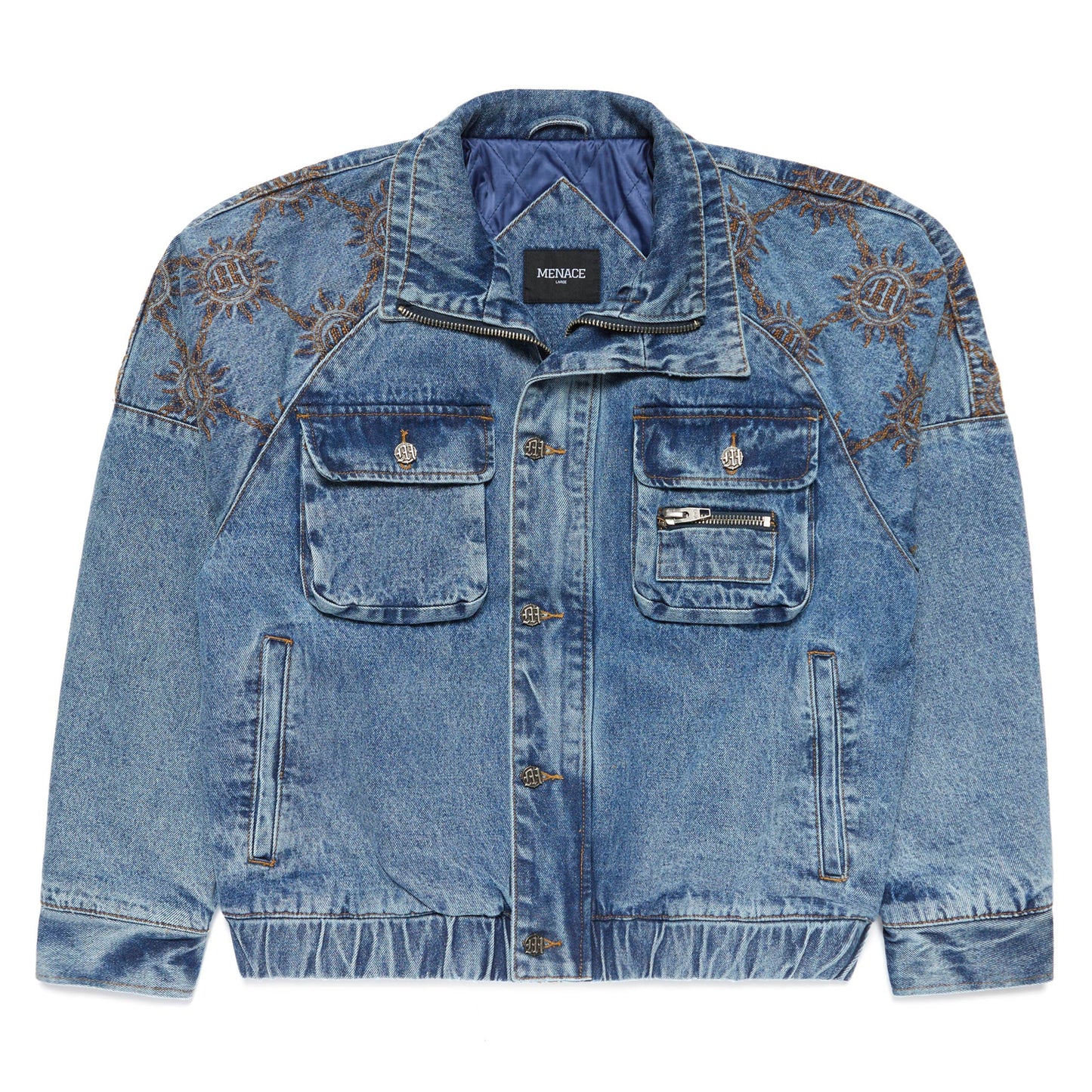 DOUBLE-COLLAR MONOGRAM QUILTED DENIM JACKET