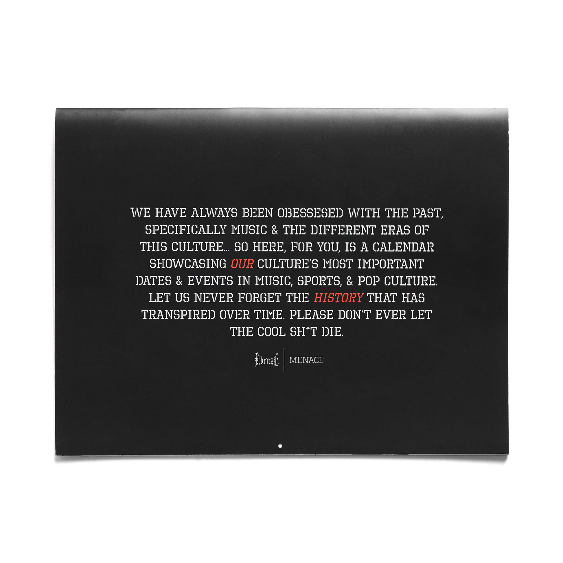 CULTURE CALENDAR by MENACE