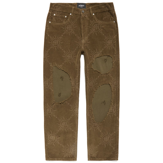 MONOGRAM CORDUROY DISTRESSED PANTS