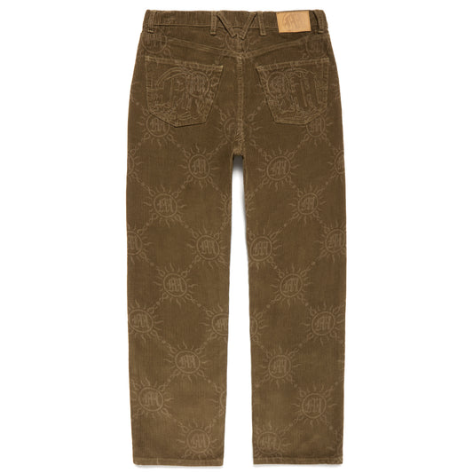 MONOGRAM CORDUROY DISTRESSED PANTS
