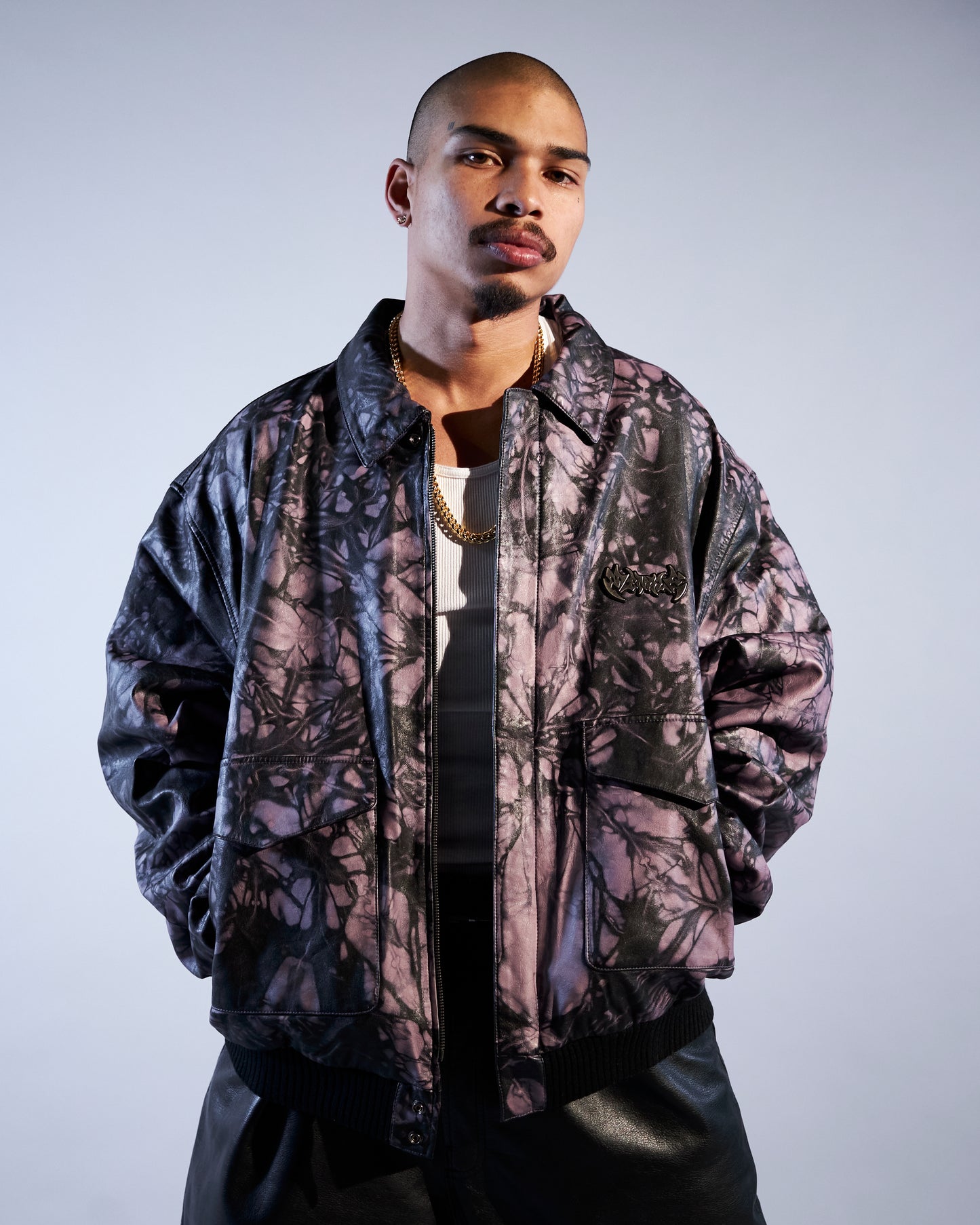 TIE-DYE LEATHER FLIGHT JACKET