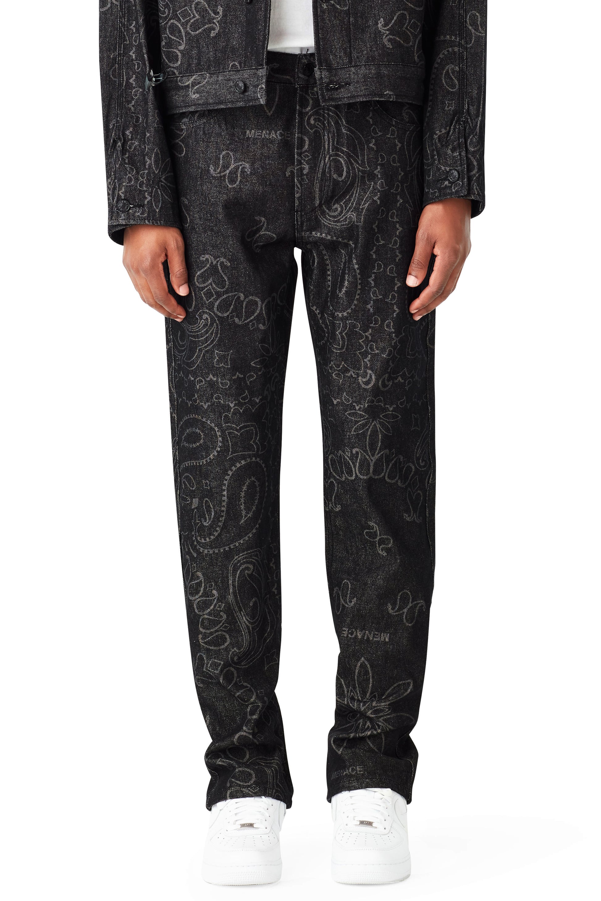 LASER ENGRAVED PAISLEY DENIM PANTS by MENACE