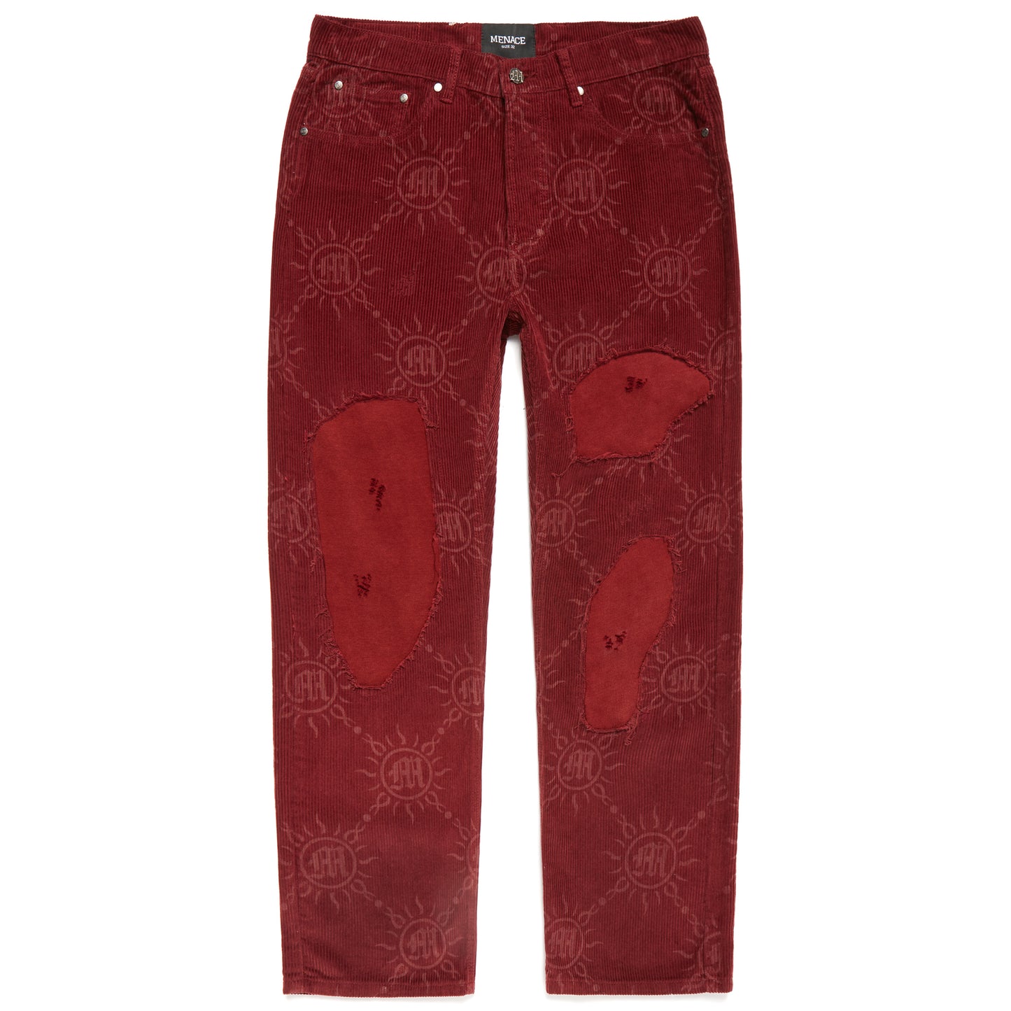 MONOGRAM CORDUROY DISTRESSED PANTS