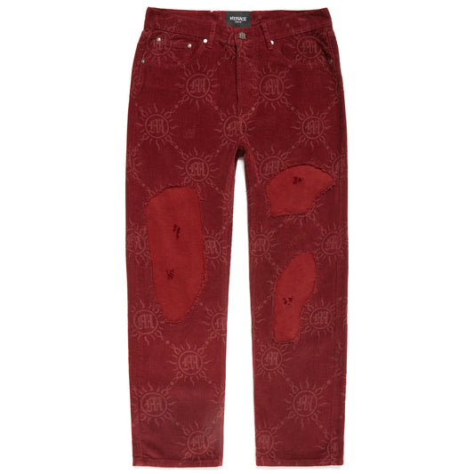 MONOGRAM CORDUROY DISTRESSED PANTS