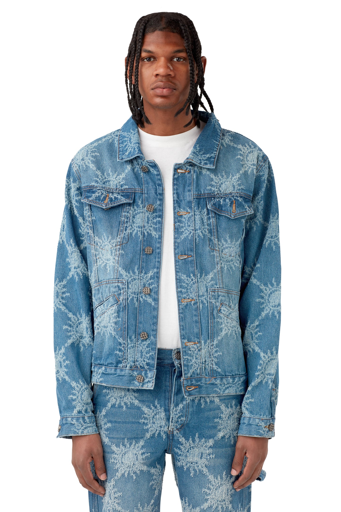 DISTRESSED MONOGRAM DENIM JACKET