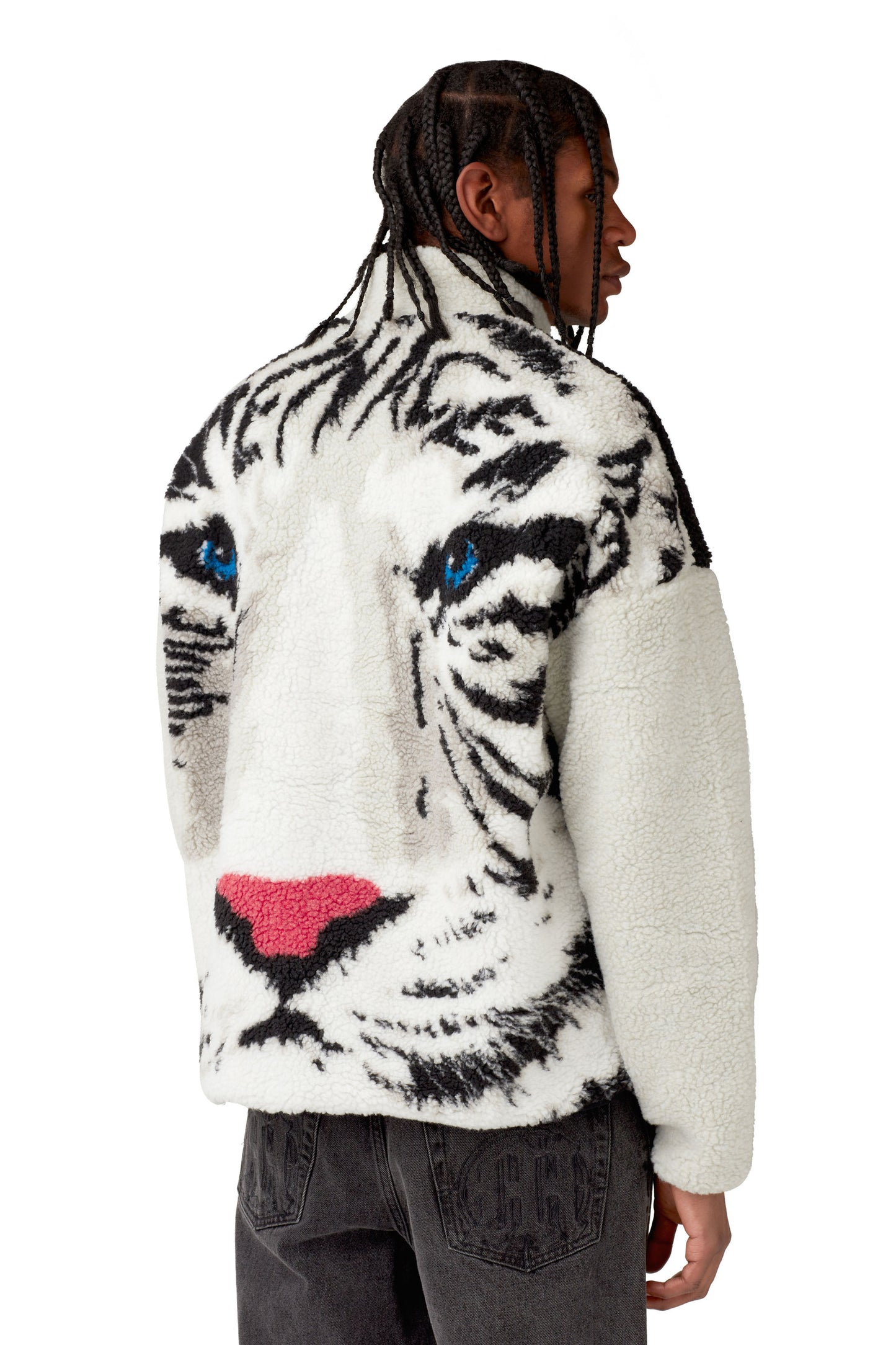 TIGER SHERPA FLEECE ZIP-UP JACKET