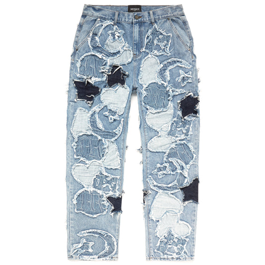 ICONOGRAPHY DENIM PATCH WORK PANTS