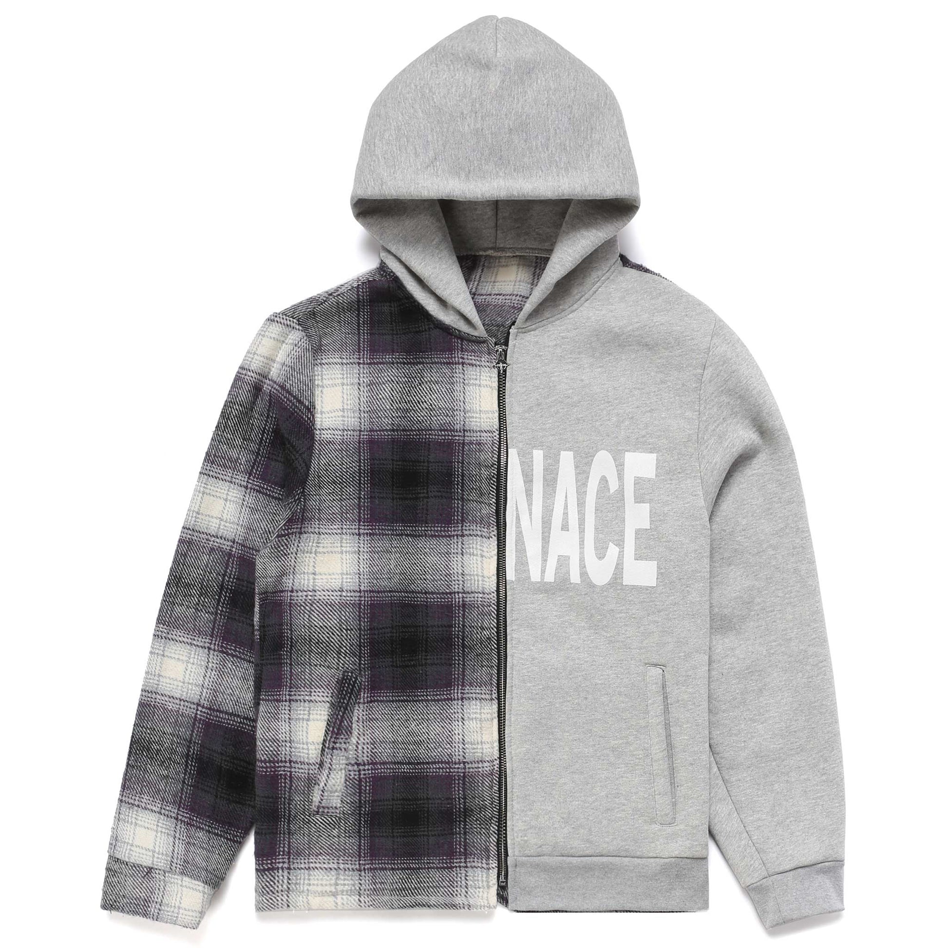 SPLIT PLAID FLEECE HOODIE by MENACE