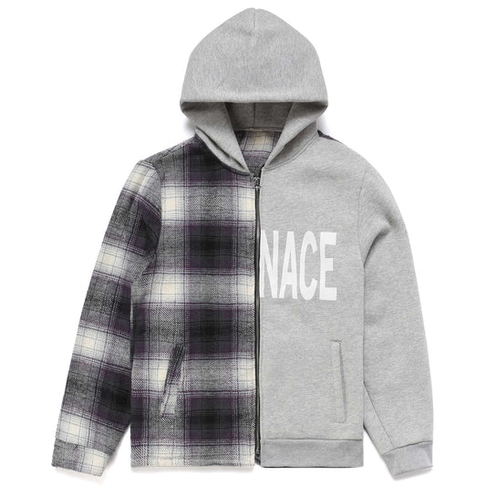 SPLIT PLAID FLEECE HOODIE by MENACE