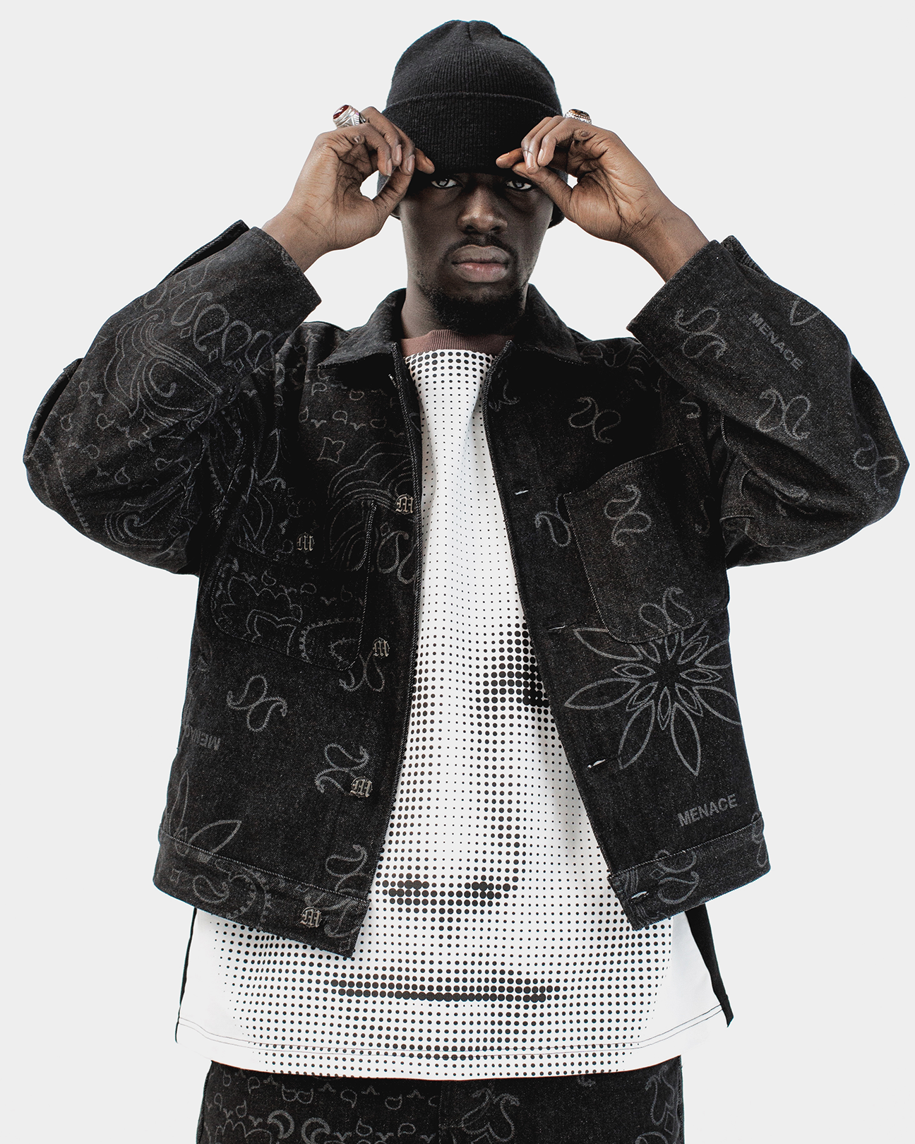 LASER ENGRAVED PAISLEY DENIM JACKET by MENACE