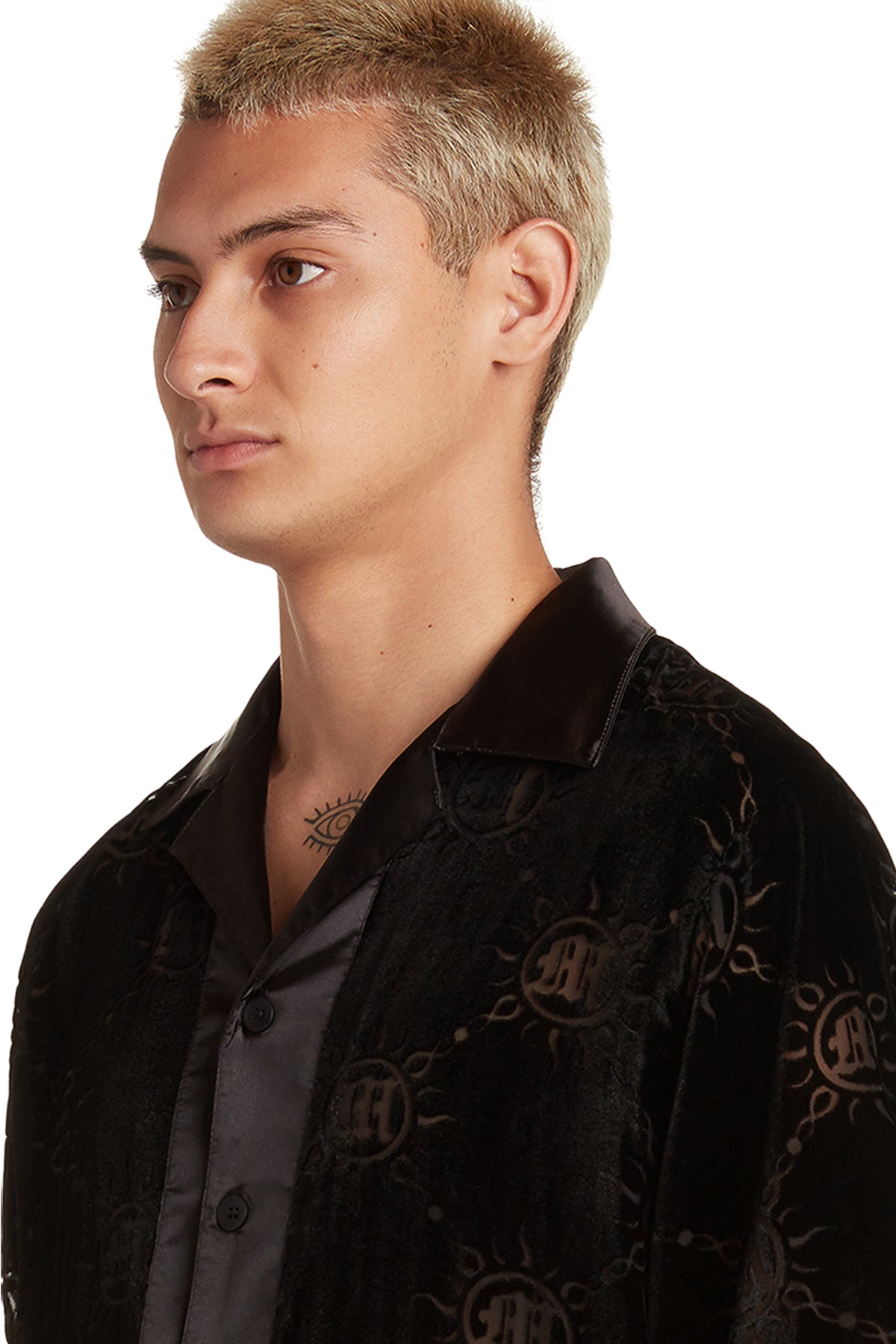 BURNOUT-MONOGRAMM-BUTTON-UP AUS VELOURS