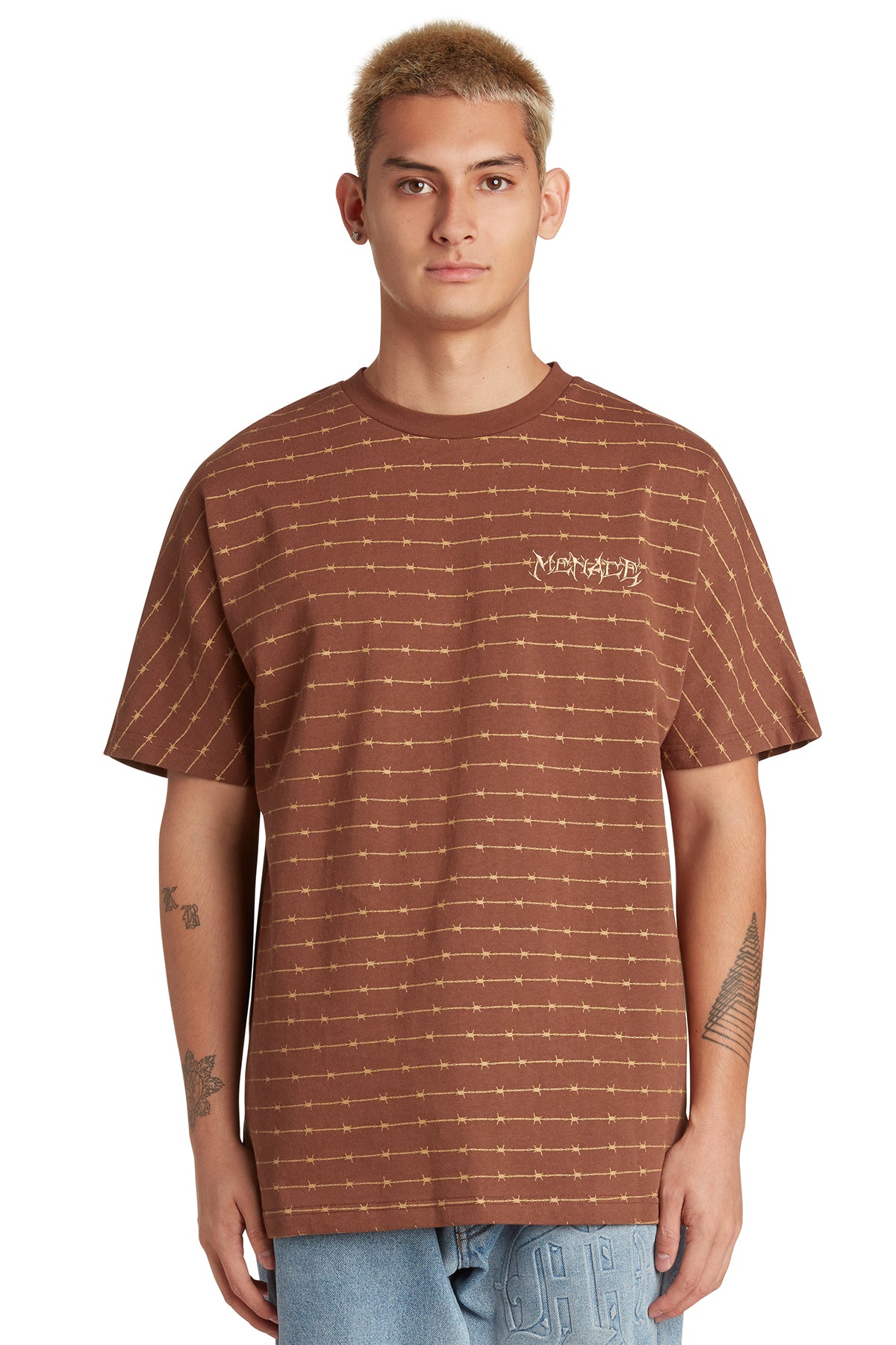 BARBED WIRE PIN STRIPE T-SHIRT