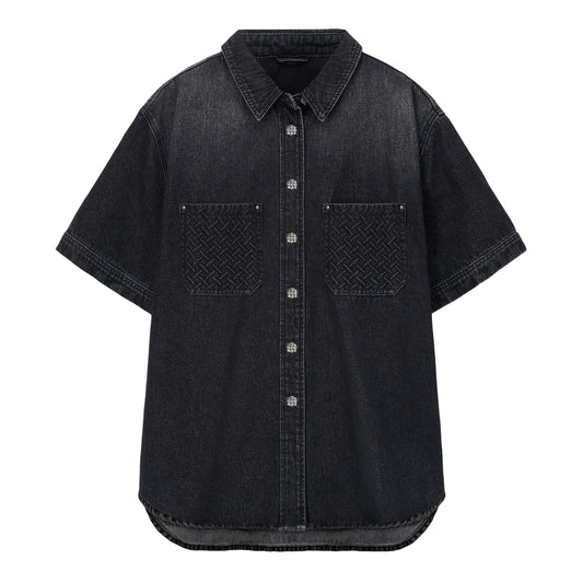 STEEL EMBOSSED DENIM WORK SHIRT