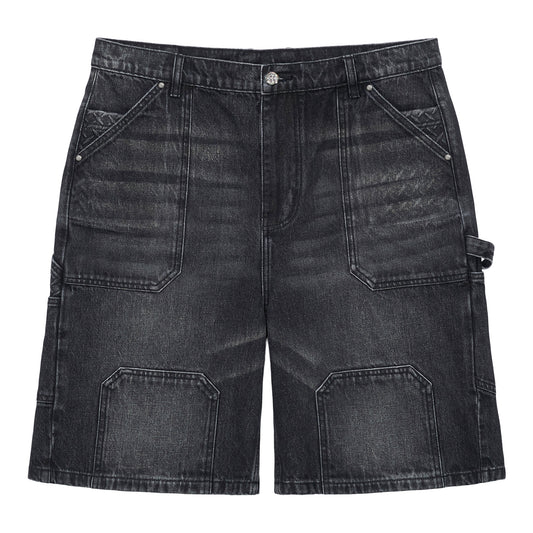 STEEL EMBOSSED DENIM CARPENTER SHORTS