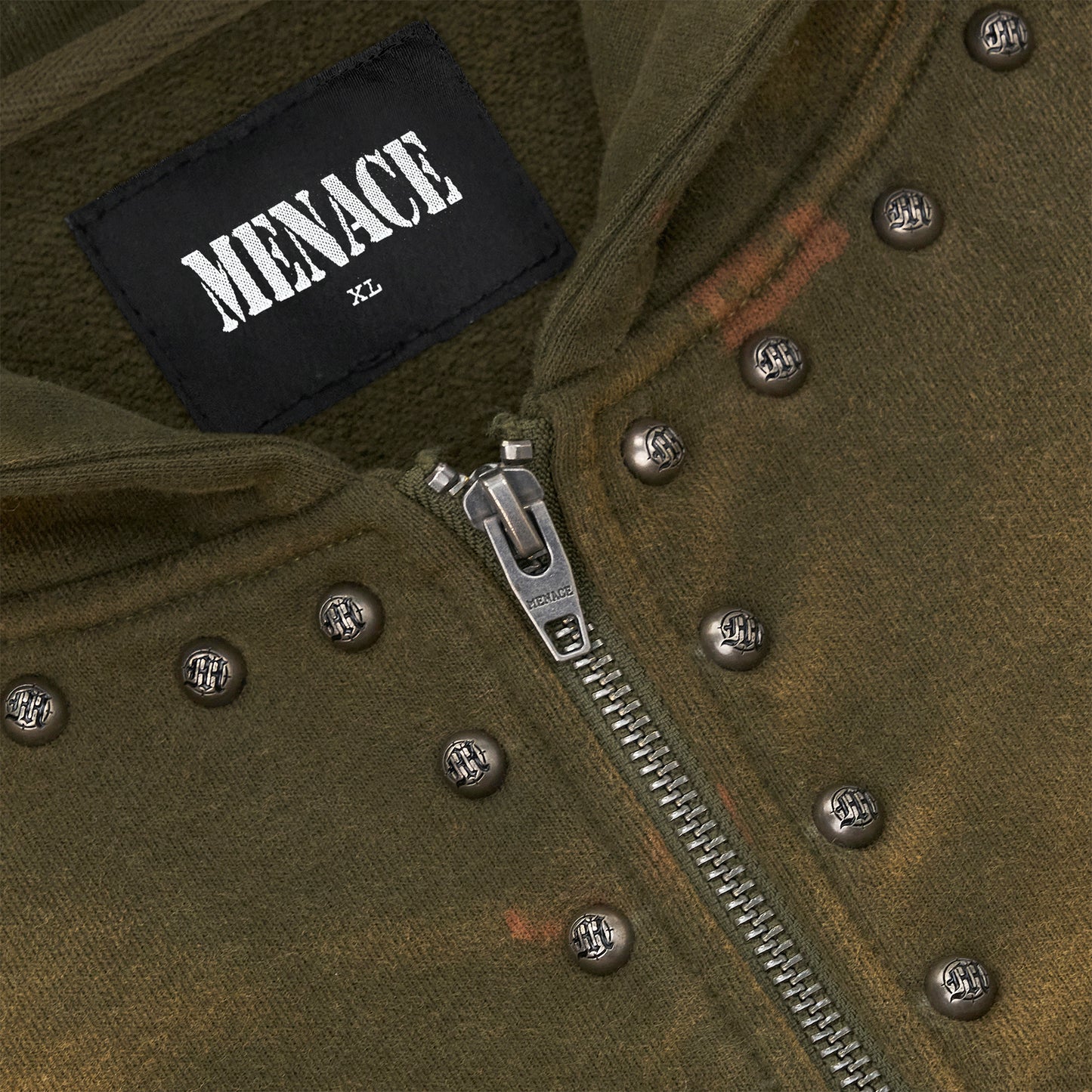 METAL RIVET ZIP-UP HOODIE