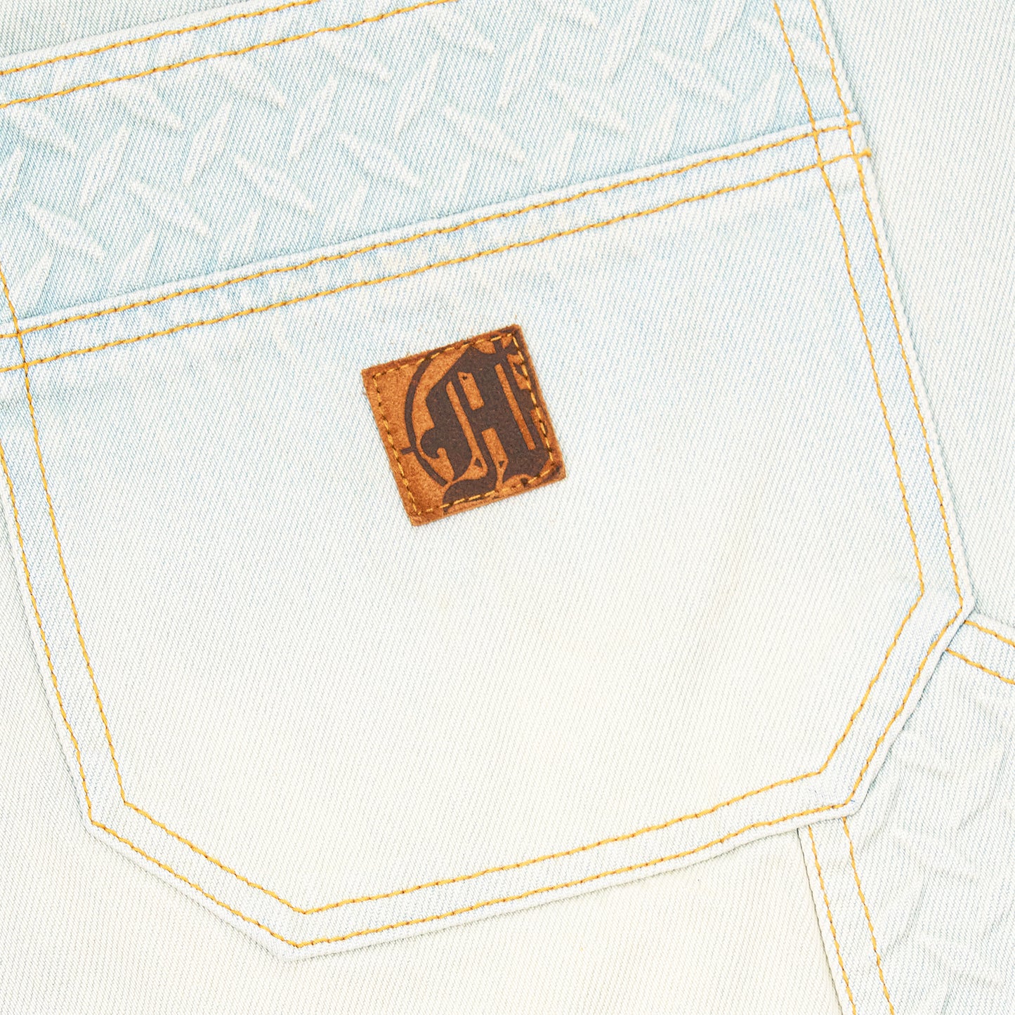 STEEL EMBOSSED DENIM CARPENTER SHORTS