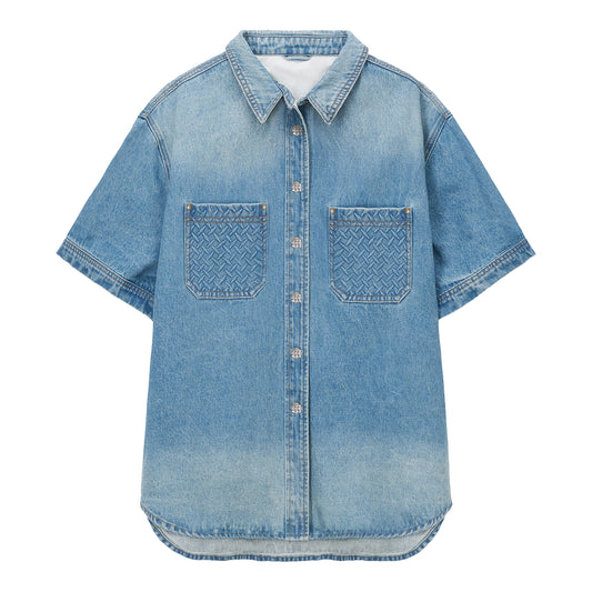 STEEL EMBOSSED DENIM WORK SHIRT