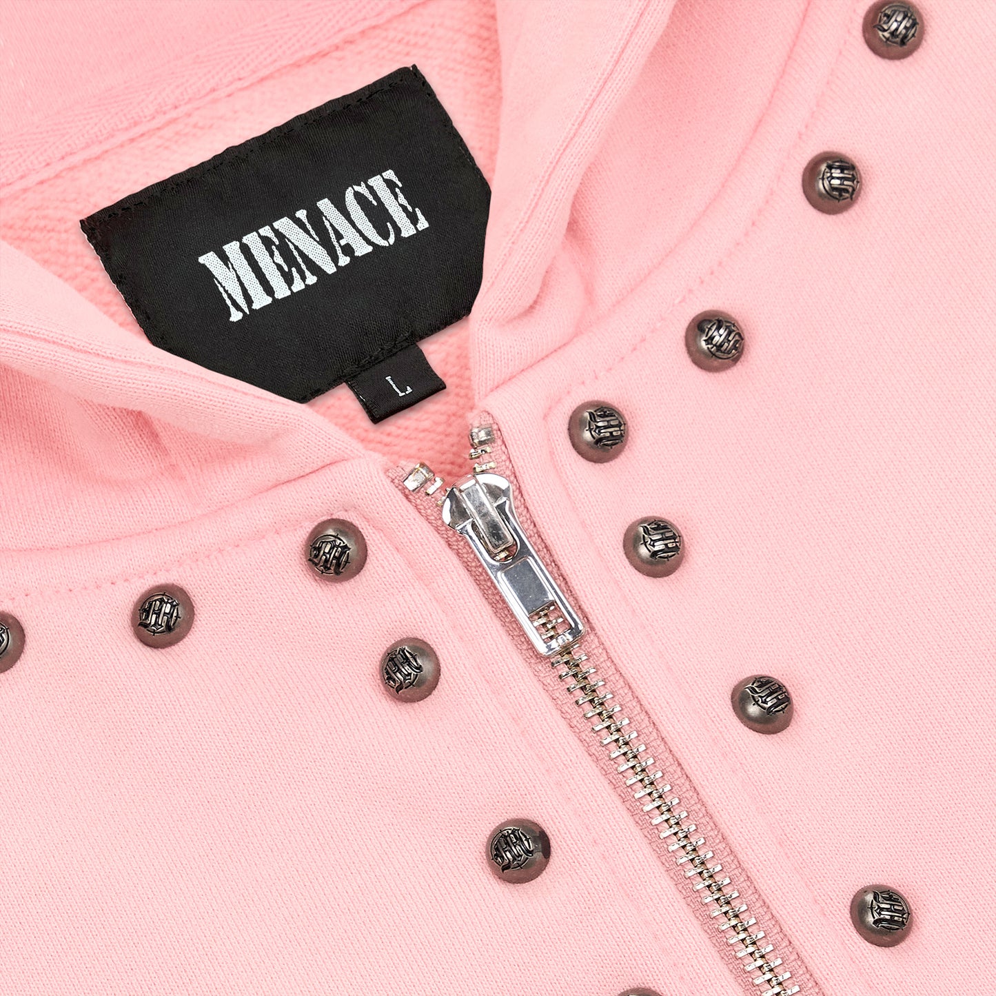 METAL RIVET ZIP-UP HOODIE