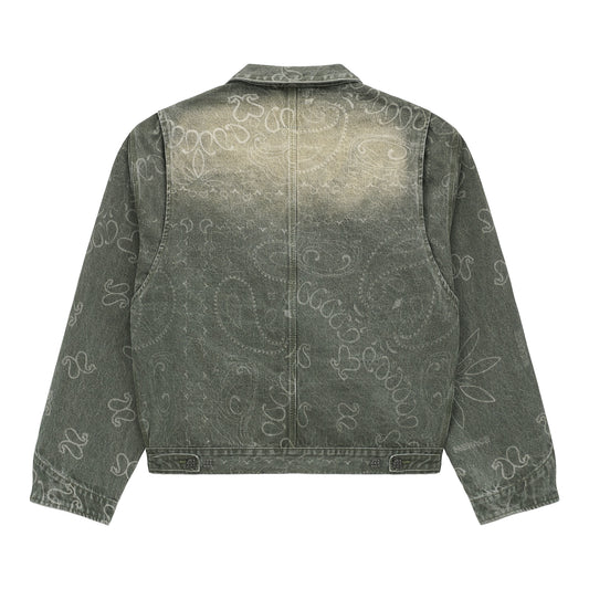 LASER ENGRAVED PAISLEY DENIM JACKET