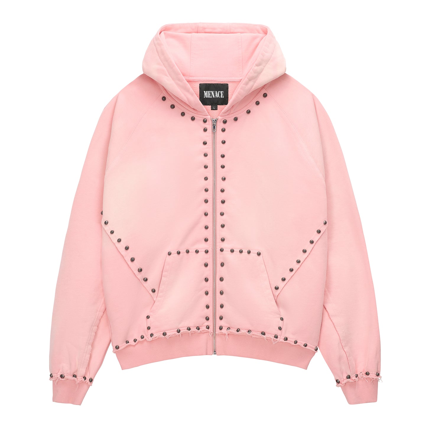 METAL RIVET ZIP-UP HOODIE