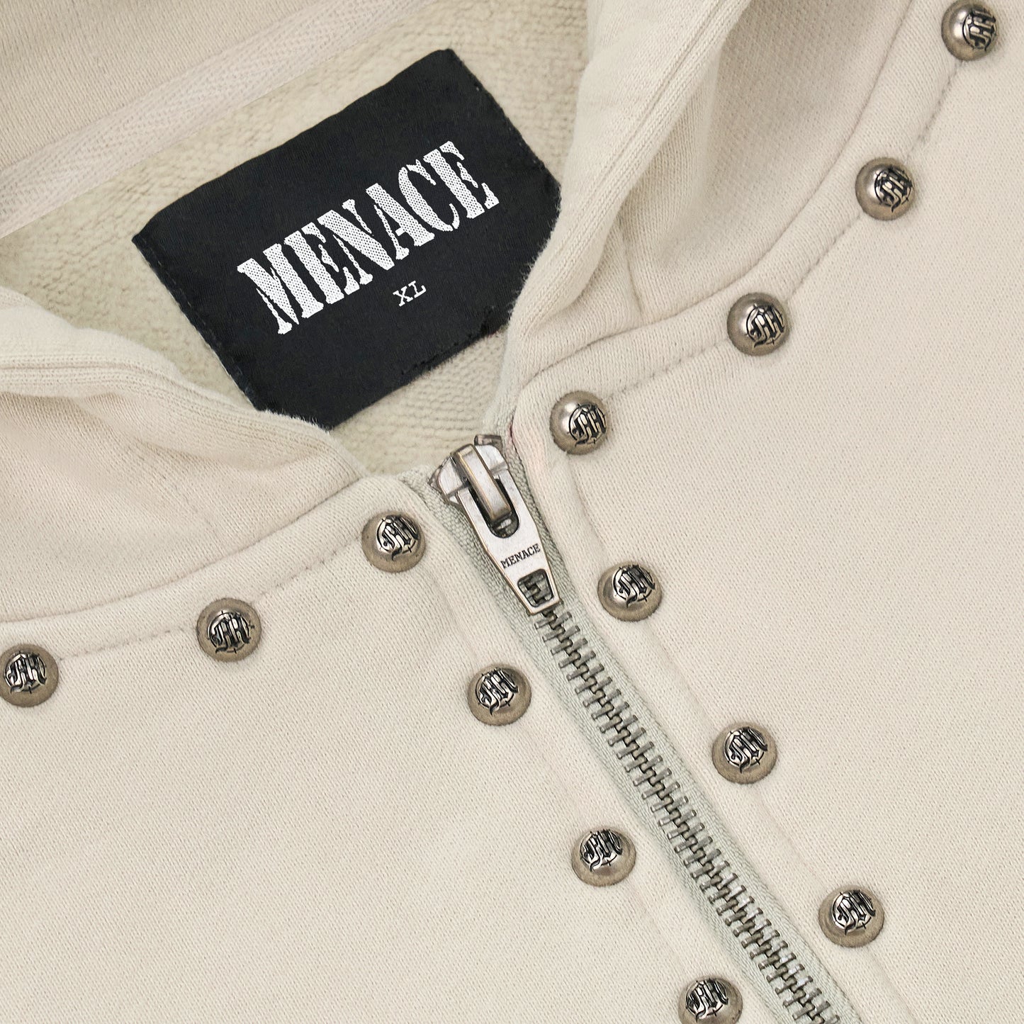 METAL RIVET ZIP-UP HOODIE