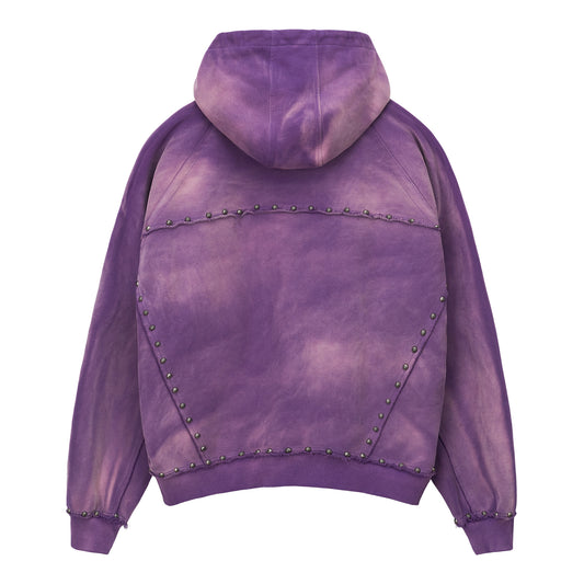 METAL RIVET ZIP-UP HOODIE