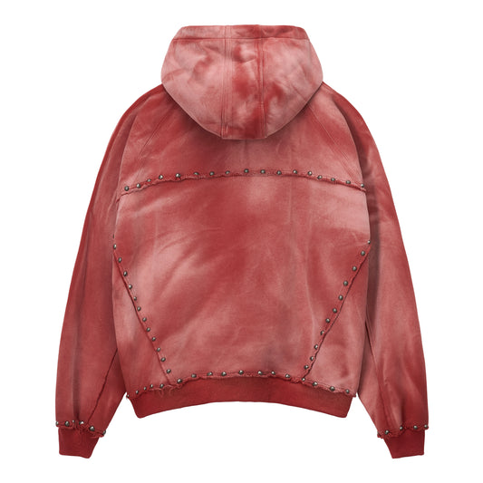 METAL RIVET ZIP-UP HOODIE