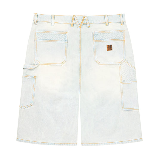 STEEL EMBOSSED DENIM CARPENTER SHORTS