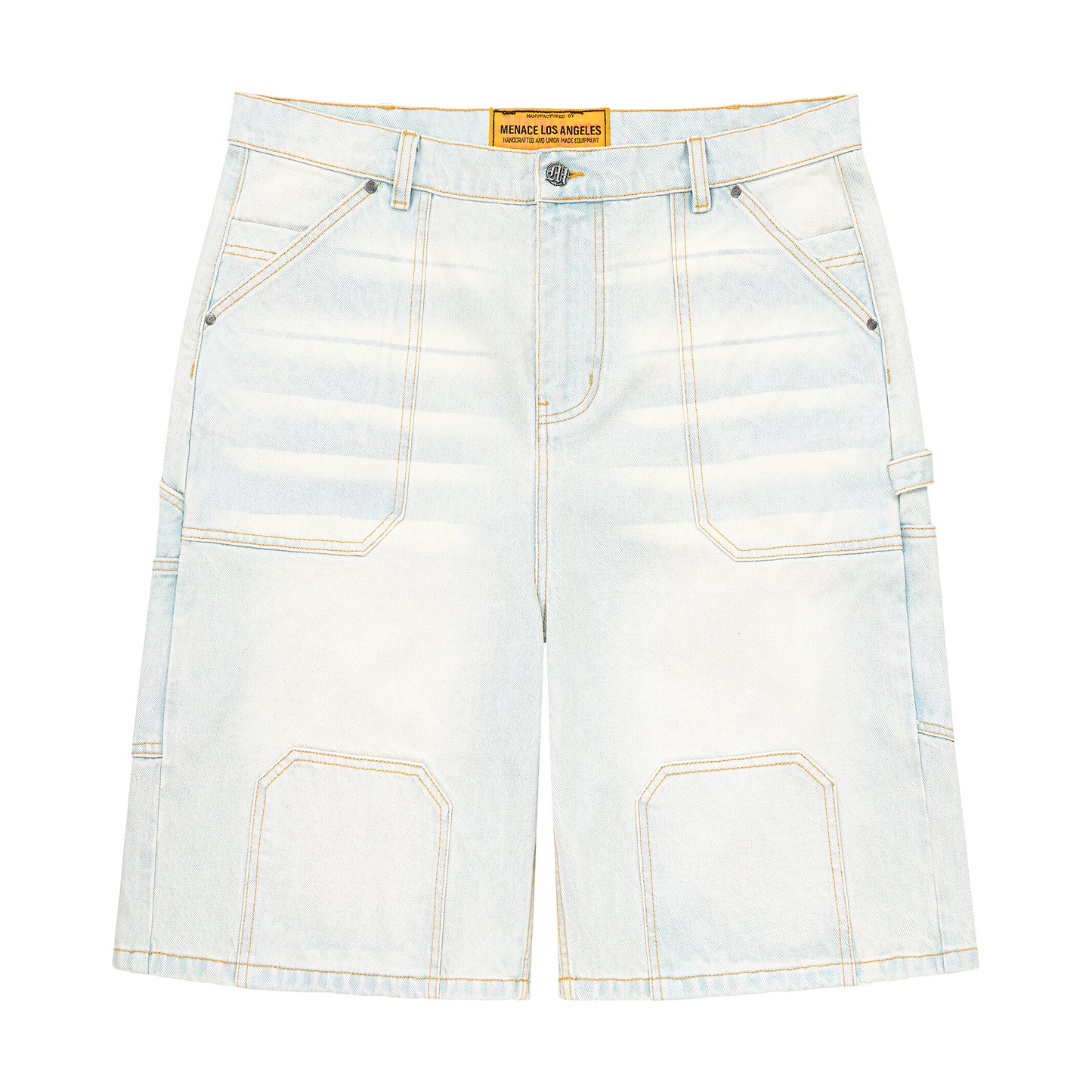 STEEL EMBOSSED DENIM CARPENTER SHORTS