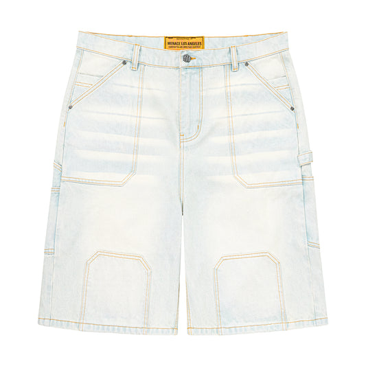 STEEL EMBOSSED DENIM CARPENTER SHORTS
