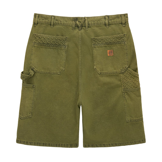STEEL EMBOSSED DENIM CARPENTER SHORTS