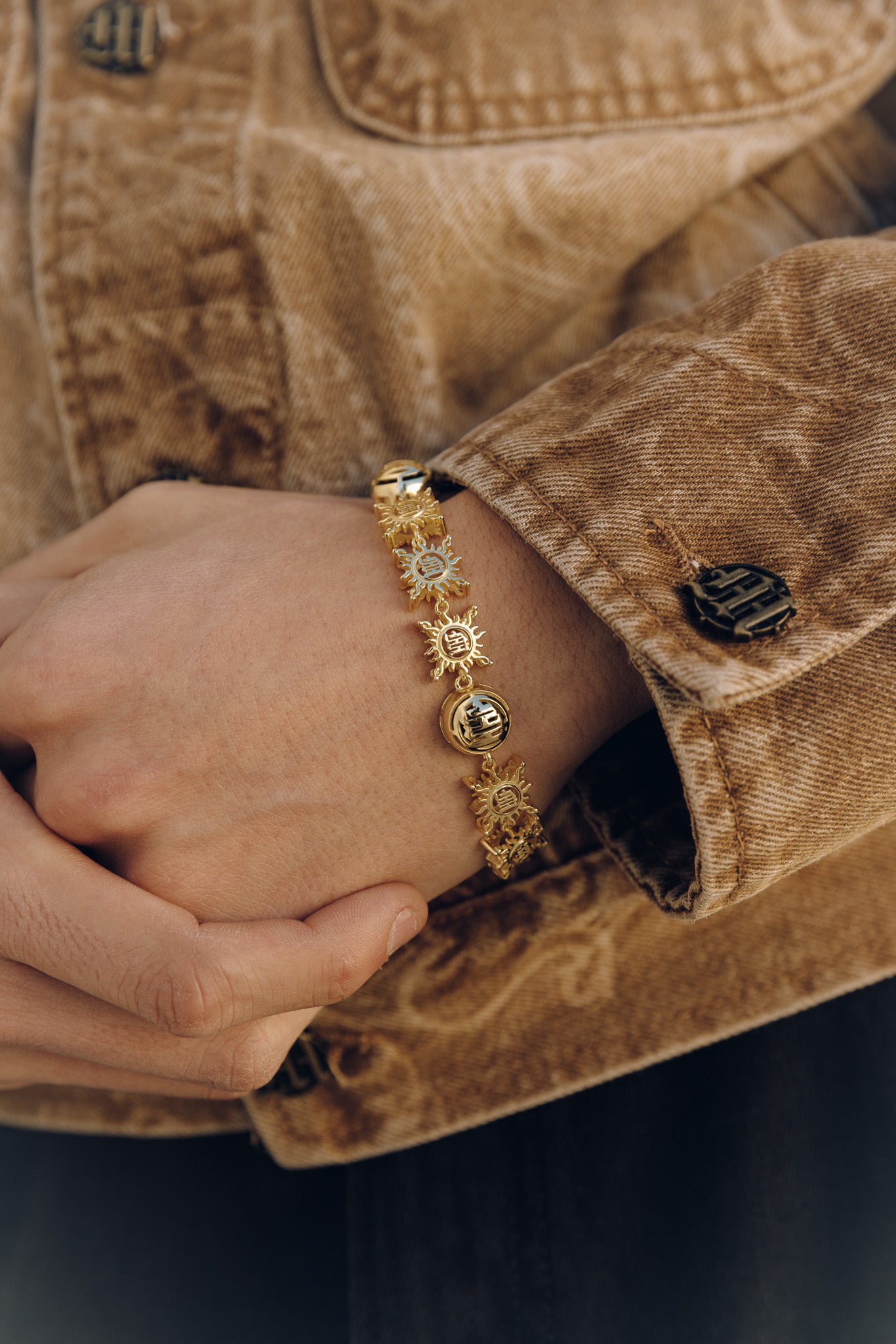 18K GOLD-PLATED MONOGRAM GEMSTONE BRACELET