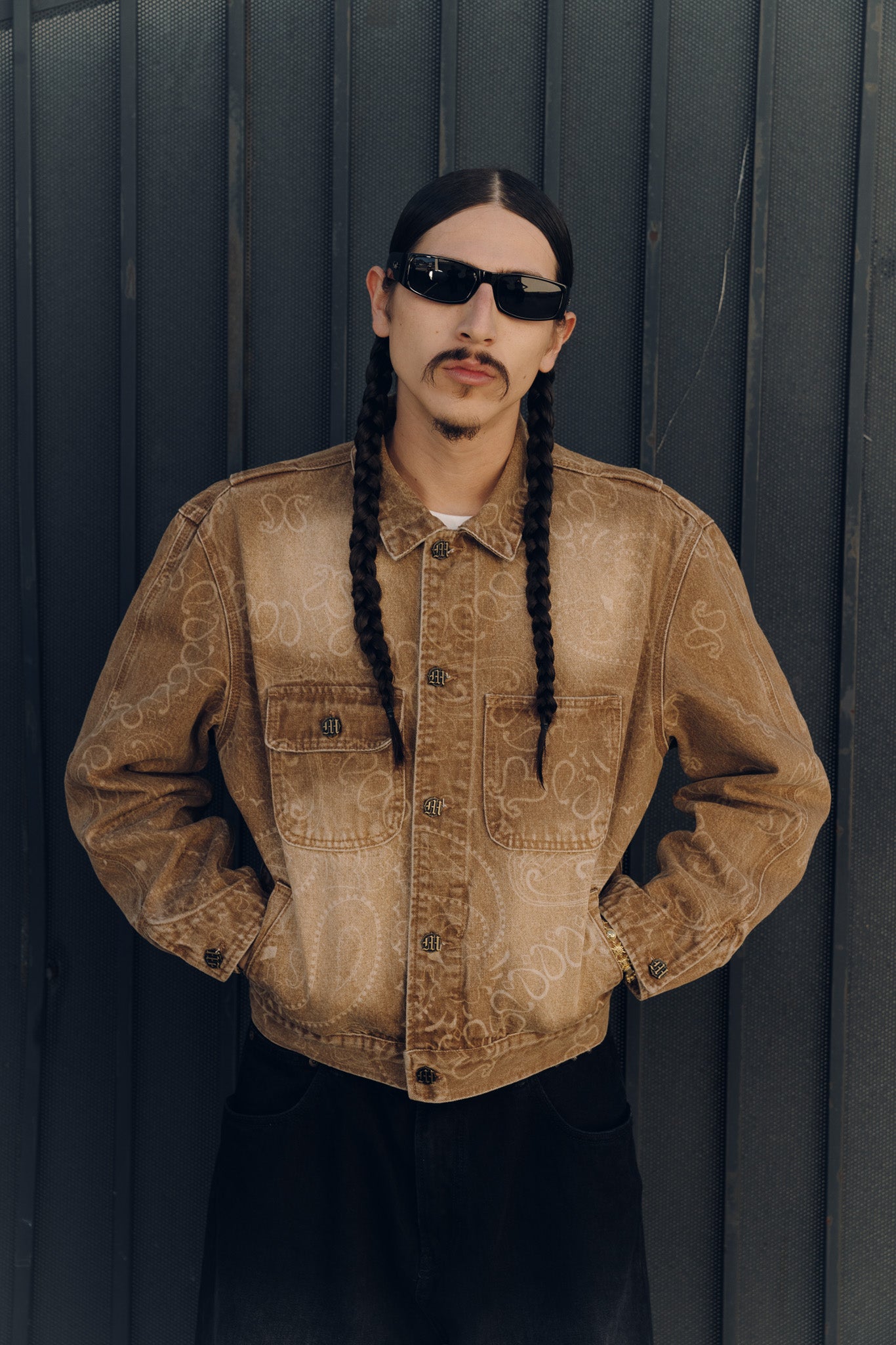 LASER ENGRAVED PAISLEY DENIM JACKET