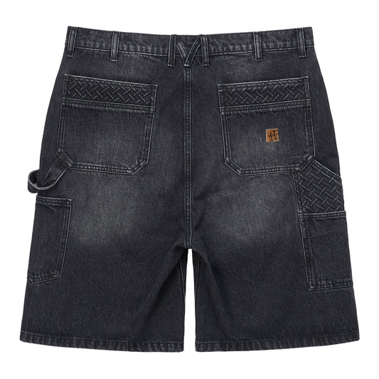 STEEL EMBOSSED DENIM CARPENTER SHORTS