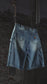 STEEL EMBOSSED DENIM CARPENTER SHORTS