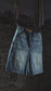 STEEL EMBOSSED DENIM CARPENTER SHORTS