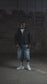 STEEL EMBOSSED DENIM CARPENTER SHORTS