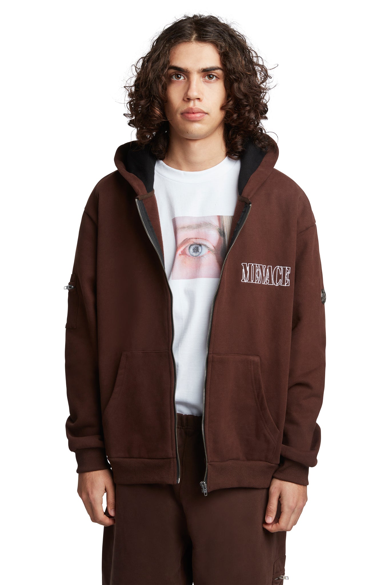 EMBROIDERED LOGO ZIP-UP HOODIE by MENACE