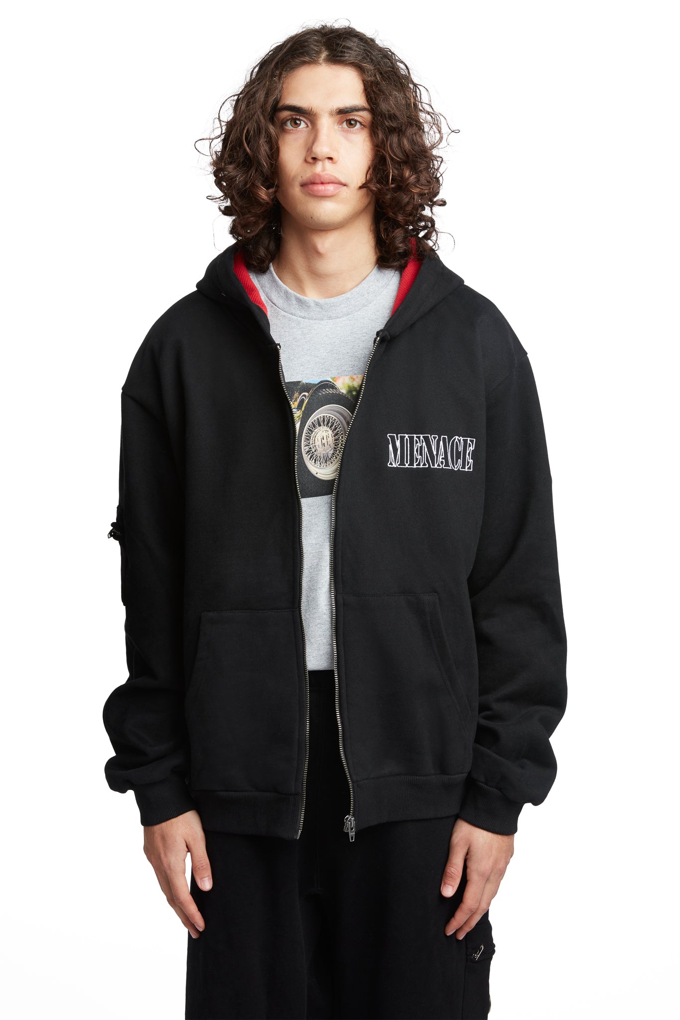 EMBROIDERED LOGO ZIP-UP HOODIE by MENACE