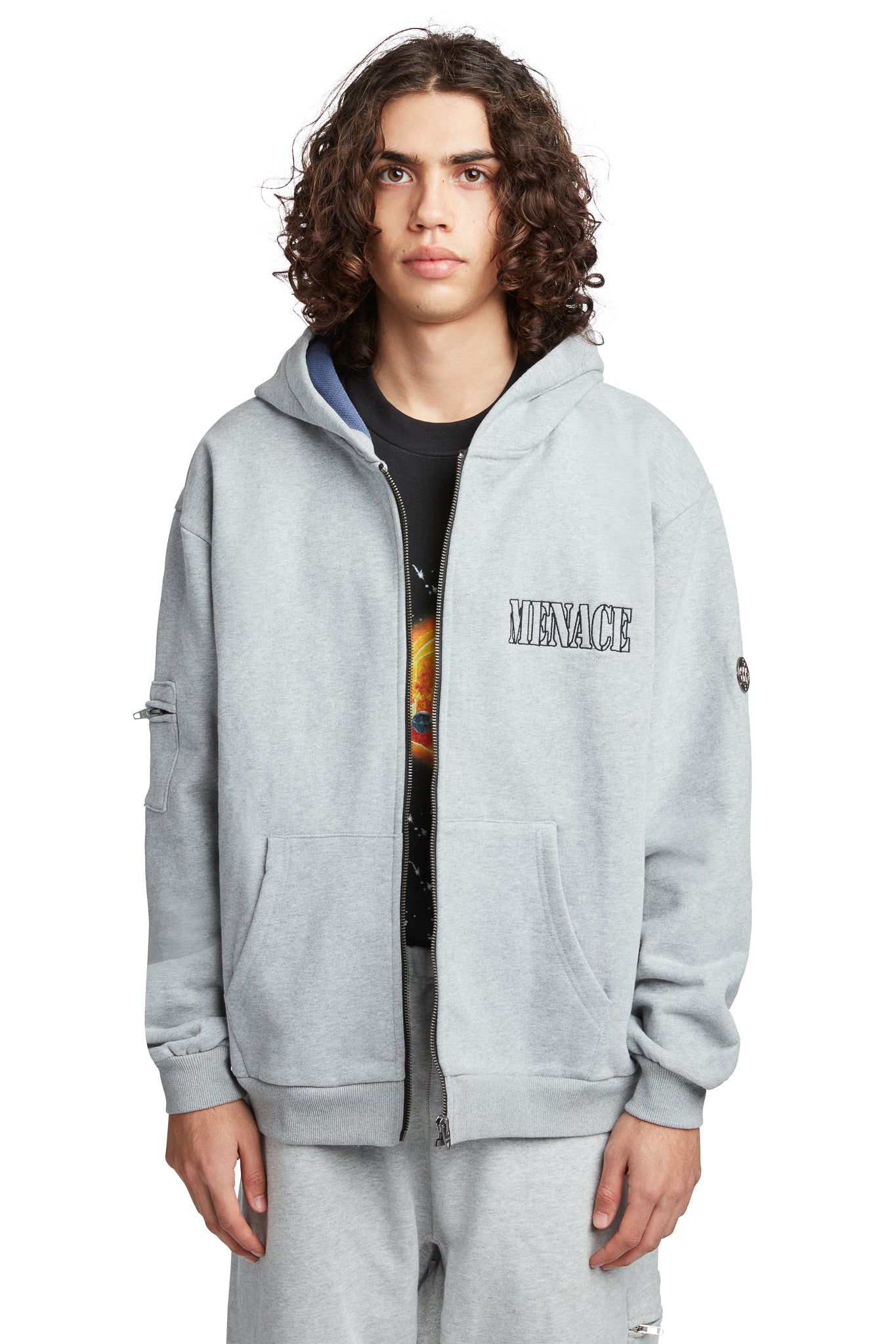 EMBROIDERED LOGO ZIP-UP HOODIE by MENACE