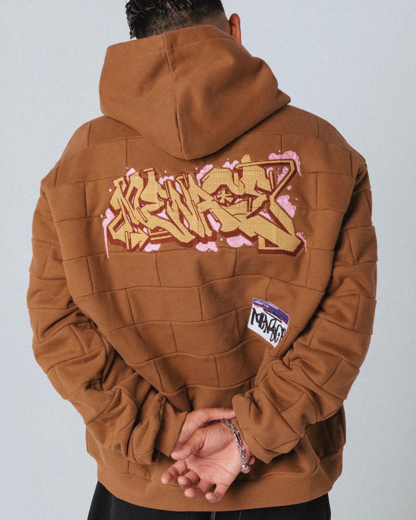 EMBROIDERED "BRICK ALLEY-WALL" GRAFFITI HOODIE