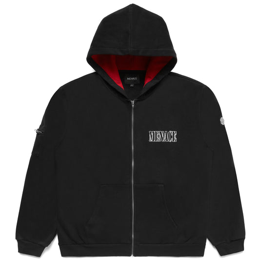 EMBROIDERED LOGO ZIP-UP HOODIE by MENACE