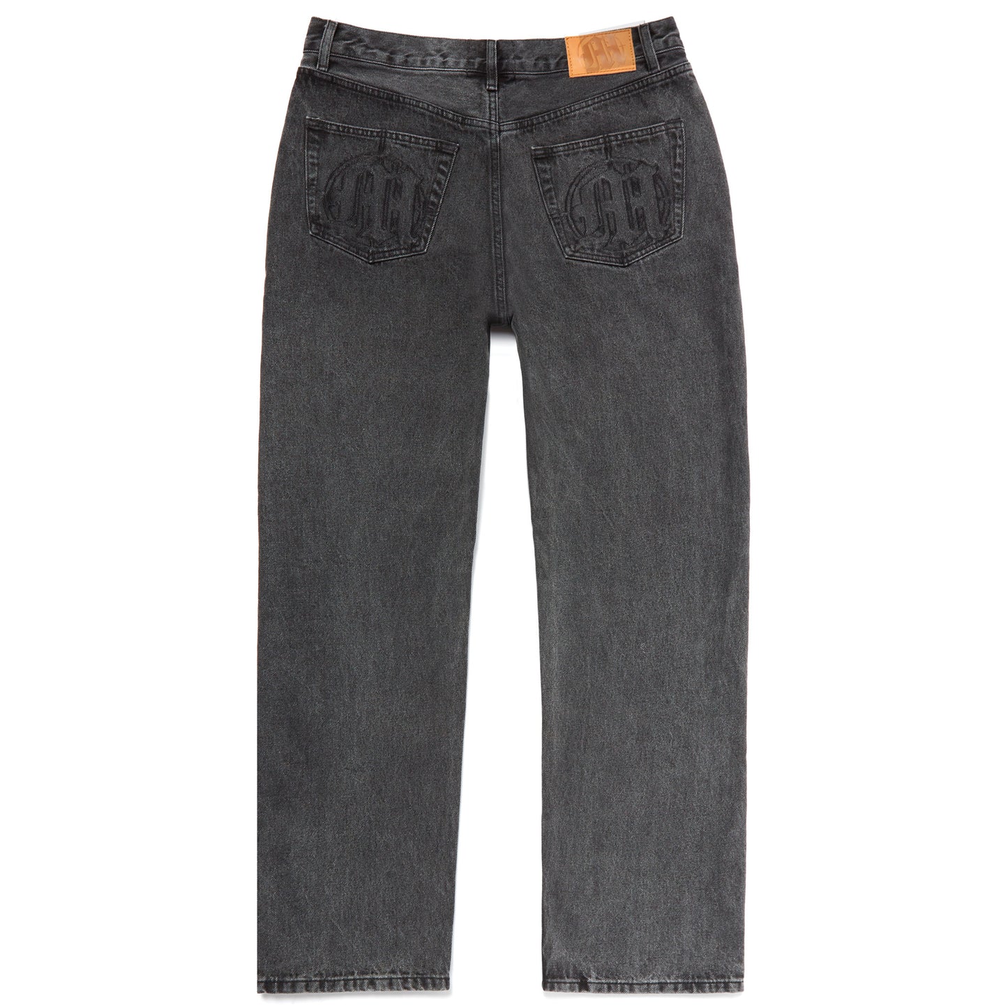 EMBOSSED TARGET LOGO DENIM PANTS by MENACE